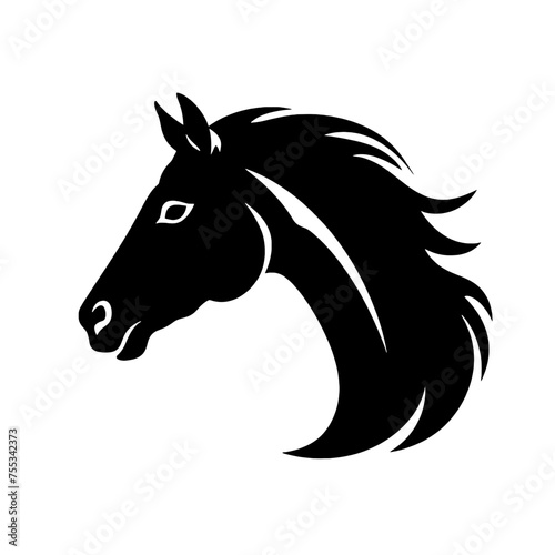 black mustang -  horse side view vector silhouette © vectorcyan
