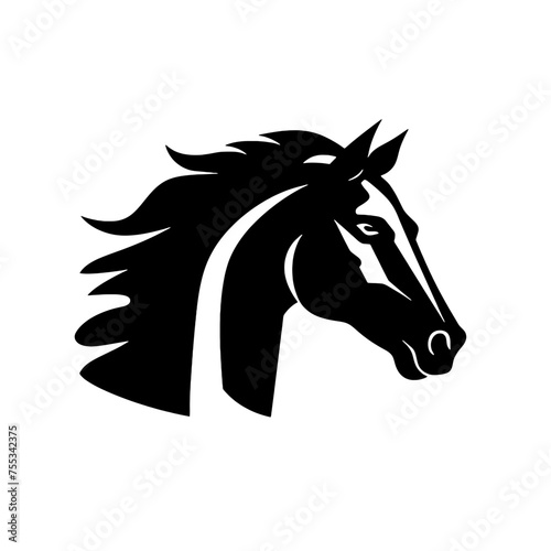 black mustang -  horse side view vector silhouette