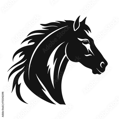 black mustang -  horse side view vector silhouette