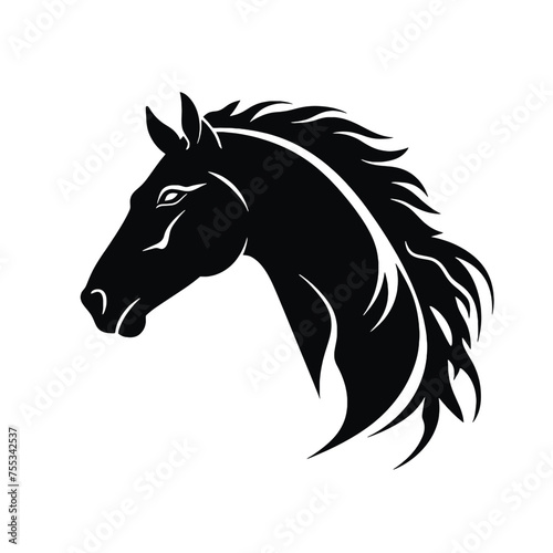 black mustang -  horse side view vector silhouette
