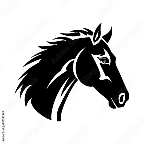 black mustang -  horse side view vector silhouette