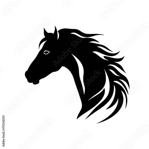 black mustang -  horse side view vector silhouette