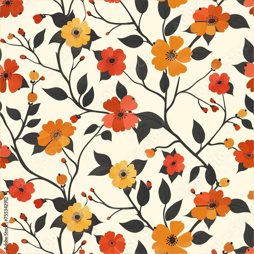 floral reapeating pattern with flowers on background © Ju Wan Yoo