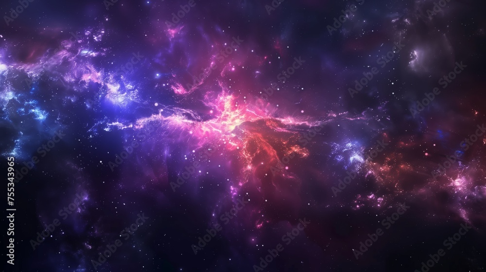 Picturesque galaxy adorned with vivid nebulas - obrazy, fototapety, plakaty 