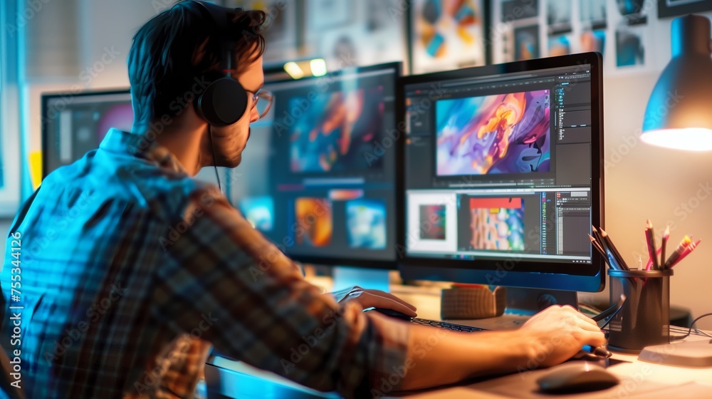 Creative process of a graphic designer at work Creative process of a graphic designer at work