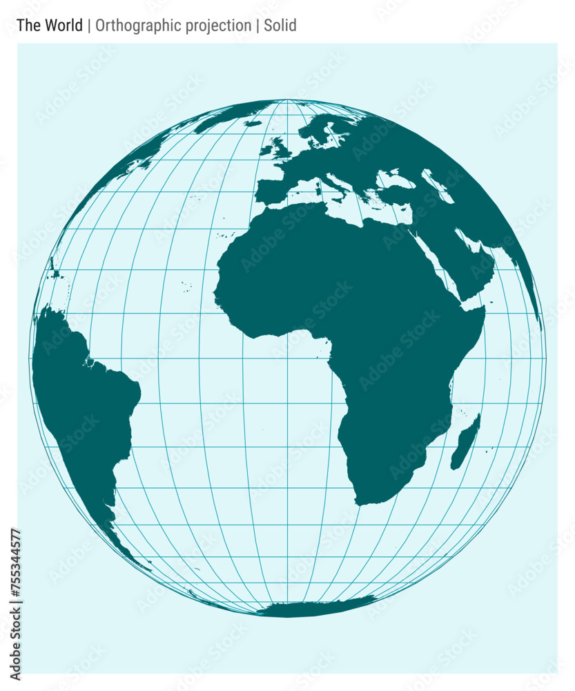 Obraz premium World Map. Orthographic projection. Solid style. High Detail World map for infographics, education, reports, presentations. Vector illustration.