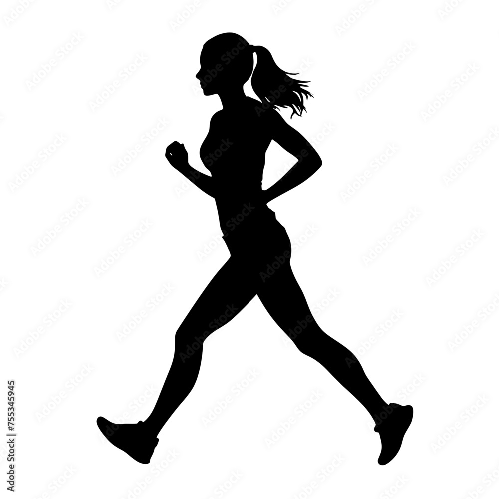 Vector silhouette of a  women runner 