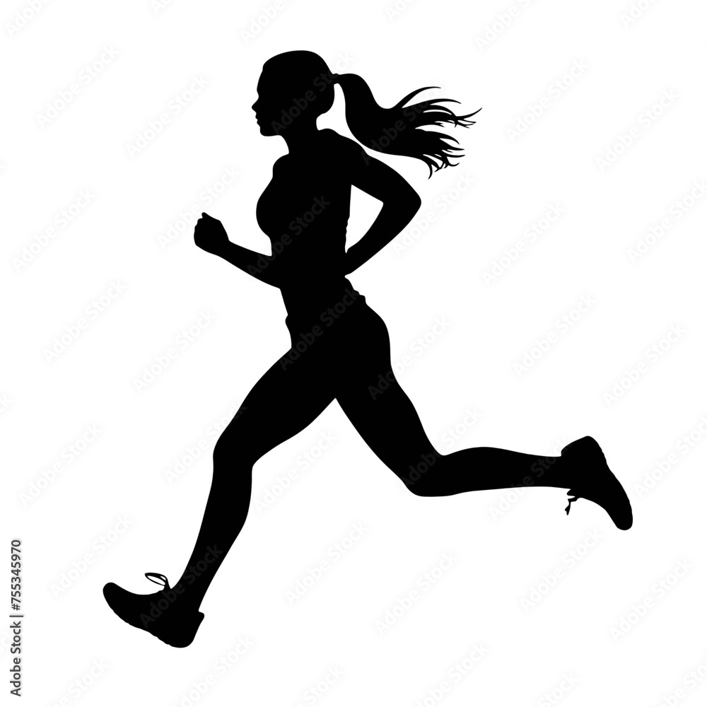 Vector silhouette of a  women runner 