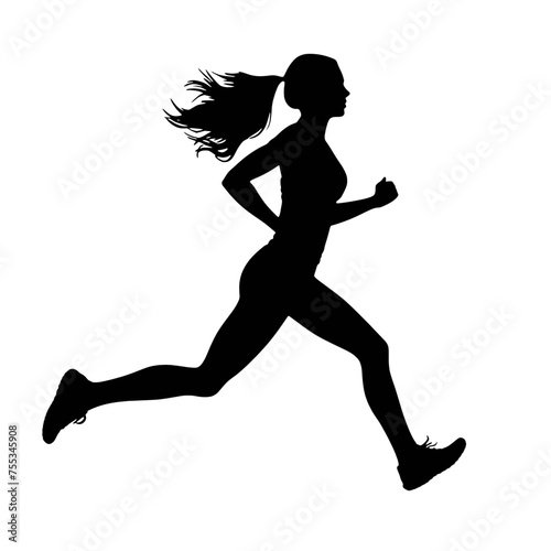 Vector silhouette of a  women runner 
