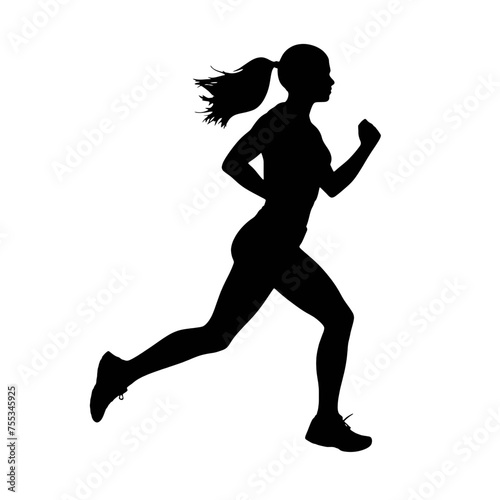 Vector silhouette of a  women runner 