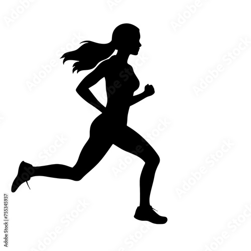 Vector silhouette of a  women runner 