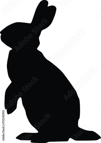 Silhouette of a rabbit full body illustration. Animal wildlife activity in vector format