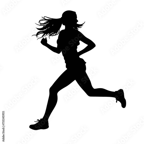 Vector silhouette of a  women runner 
