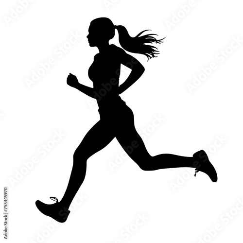 Vector silhouette of a  women runner 