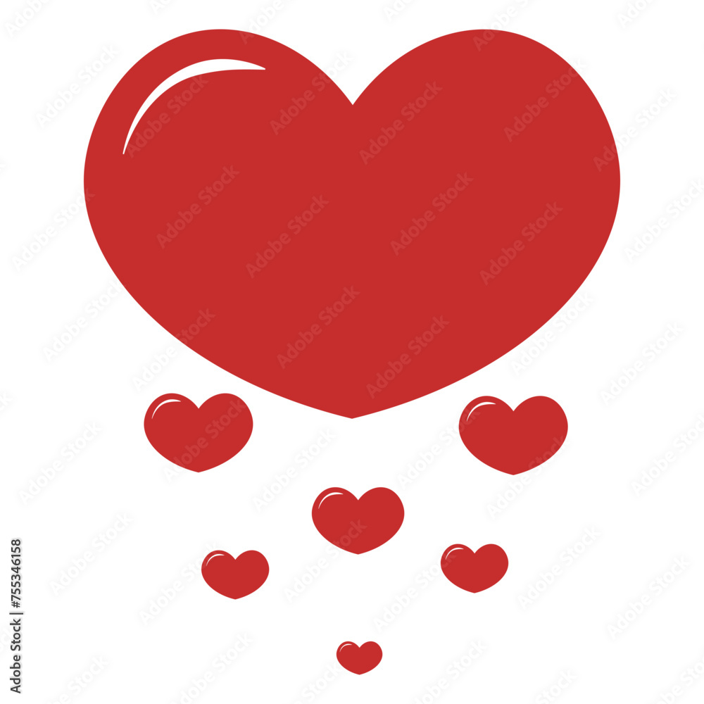 Red heart shape, vector, illustration