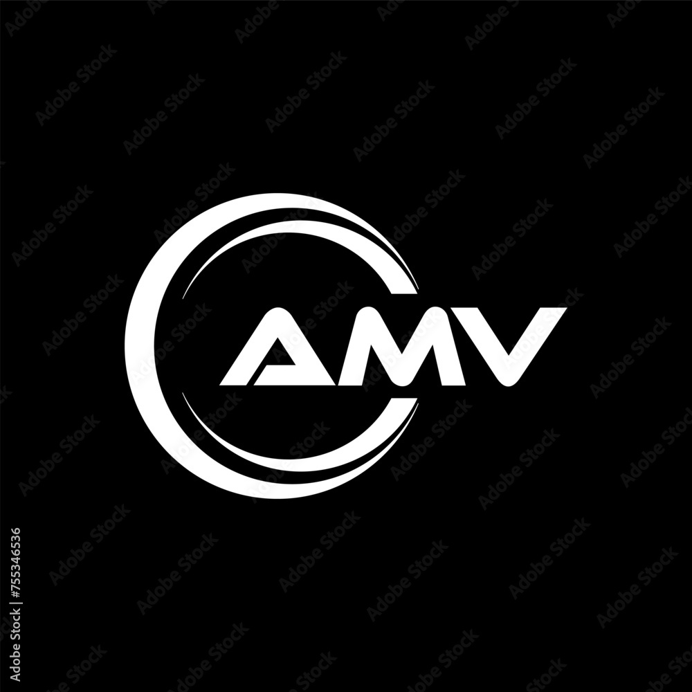 AMV letter logo design in illustration. Vector logo, calligraphy designs for logo, Poster, Invitation, etc.
