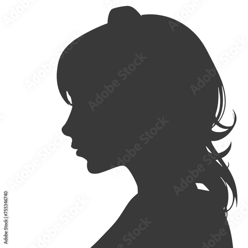 The girl listens to music on headphones . Profile of a young   woman. Musician avatar side view. Vector flat illustration photo
