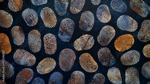 A photograph of a defendants fingerprints is displayed in court as evidence representing their unique identity in the legal system. photo
