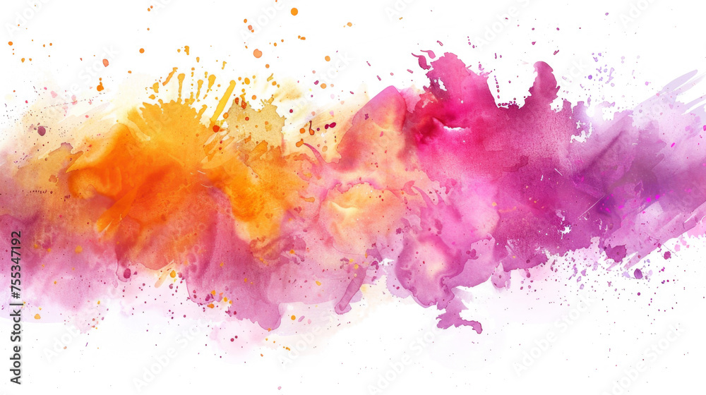Vibrant Watercolor Splash on Transparent