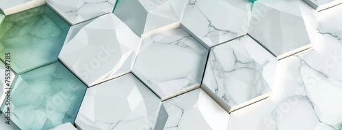 Elegant Geometric Marble Tiles with Gold Accents