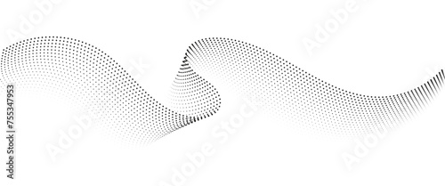 Flowing Dot Wave Pattern Halftone Curve Shape on Transparent Background