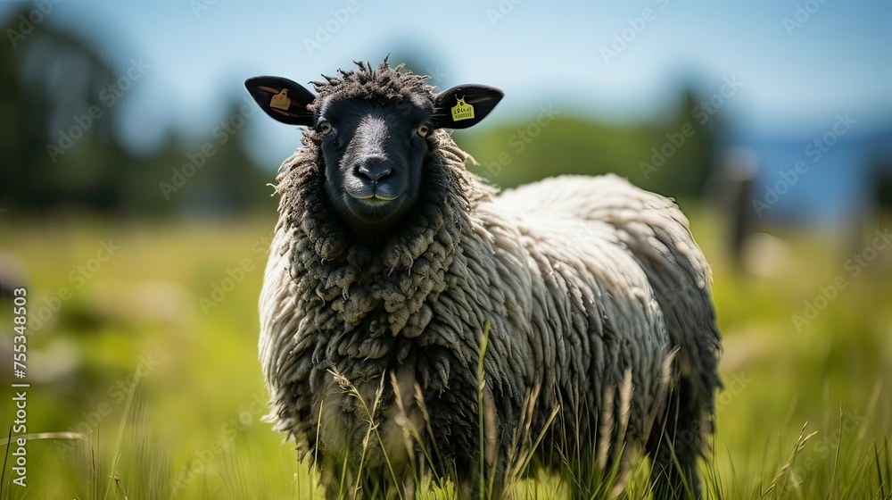 Fototapeta premium Sheep in a meadow close-up