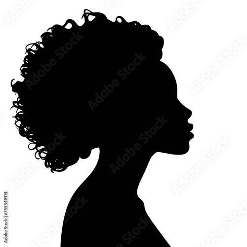 Woman head  in profile. Beautiful female face profile , black silhouette  avatar  ,portraits with hairstyle vector