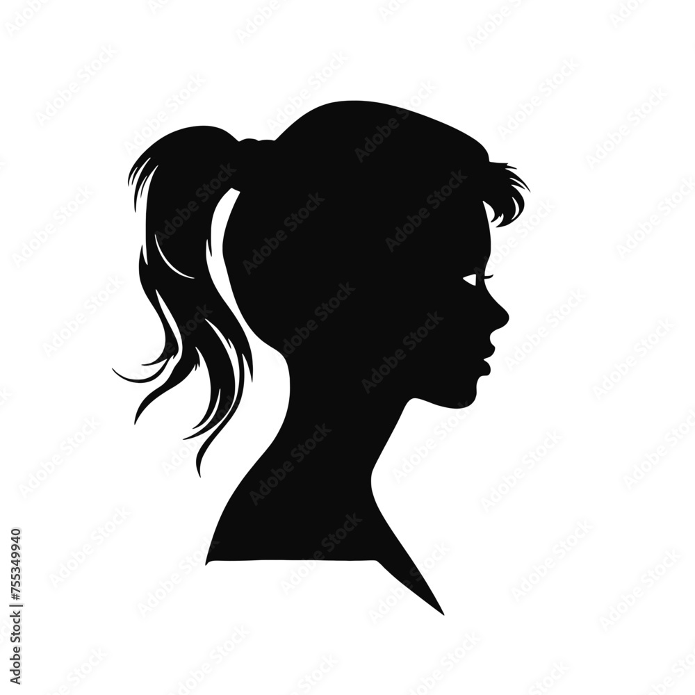 Decorative fashion girl for beauty salon design. Beautiful woman silhouette.  