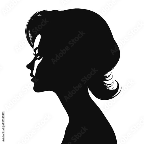 Decorative fashion girl for beauty salon design. Beautiful woman silhouette.  