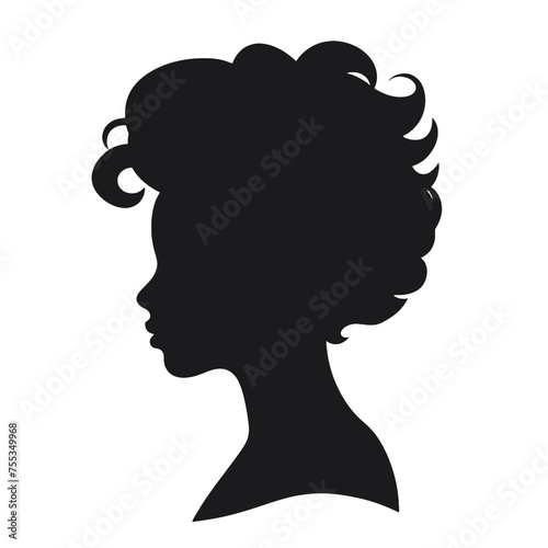 Decorative fashion girl for beauty salon design. Beautiful woman silhouette.  