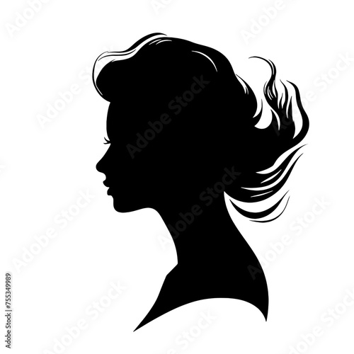 Decorative fashion girl for beauty salon design. Beautiful woman silhouette.  