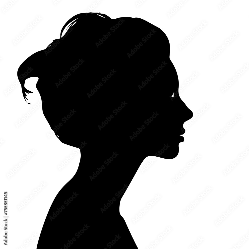 Beautiful profile of young woman Silhouette 
