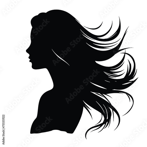 Beautiful profile of young woman Silhouette 

