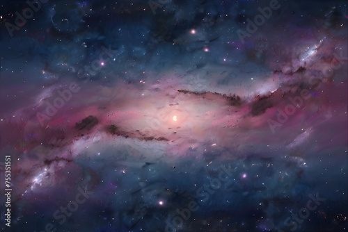 Beautiful view of galaxy sky  with blue pink colors  for cool wallpaper and background  Generative AI