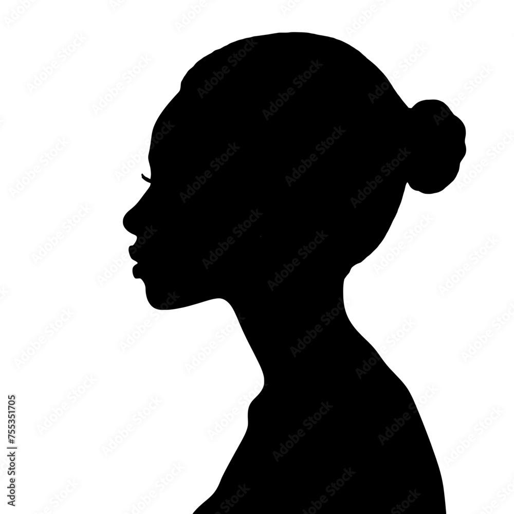 female face silhouette or icon.  woman avatar profile. Unknown or anonymous famale. Vector illustration.