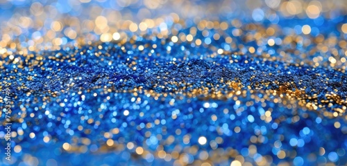 Shimmering Blue and Gold Glitter Celebration Background