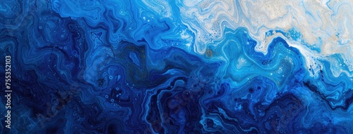Abstract Blue Marble Wave Fluid Art photo
