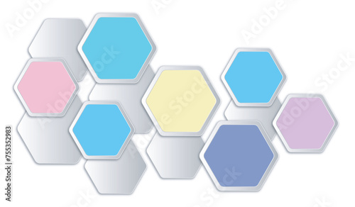 hexagonal abstract background With hexagons with gradients and pastel colors.