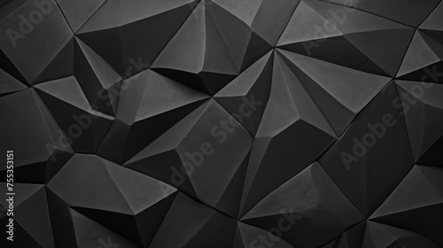 Abstract faceted texture, black background with convex triangular geometric shapes.