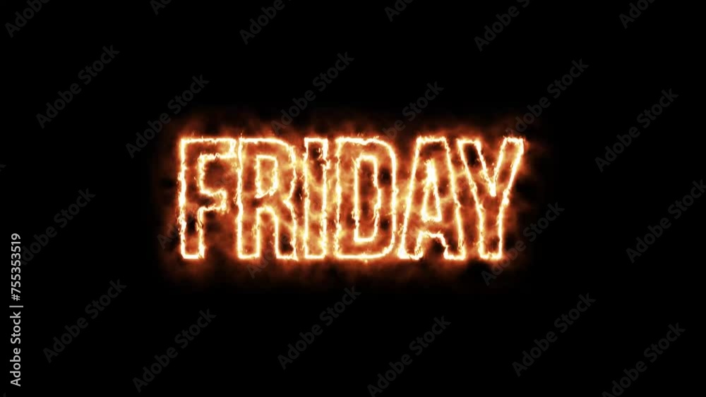 Fire Animation of Friday Text on Black Background. Ignite the Week's End with Vibrant Visuals! Perfect for Event Promotions and Social Media Content Fire Animation of Friday Text on Black Background. Ignite the Week's End with Vibrant Visuals! Perfect for Event Promotions and Social Media Content