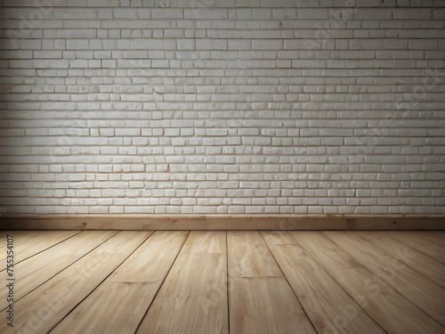 MUR BLANC EN BRIQUE ET PARQUET EN BOIS