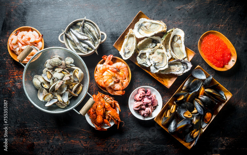 The range of different types of seafood.