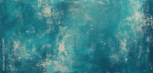 Abstract Artistic Turquoise Strokes on Canvas