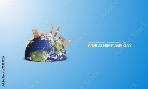 April 18, World heritage day, Heritage day design for social media banner, poster vector illustration.