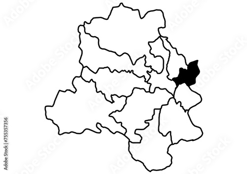 shahdara Delhi, India Map Black Silhouette and Outline Isolated on White... photo