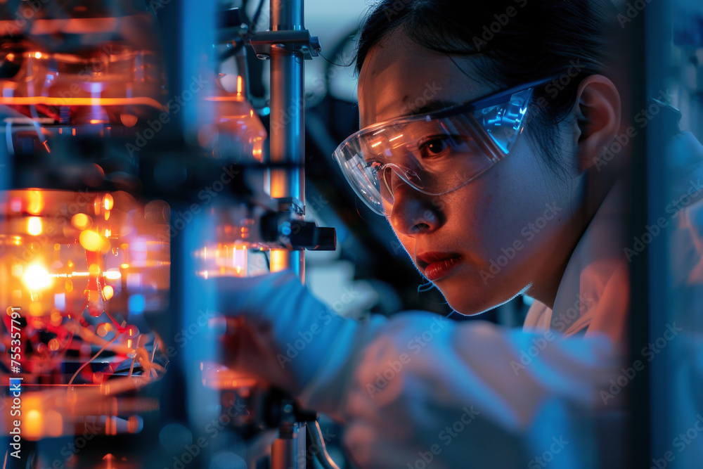 A close-up shot of a scientist analyzing samples collected from the surface of an asteroid. A close-up shot of a scientist analyzing samples collected from the surface of an asteroid.