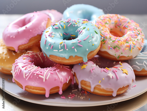 Sweet colorful donuts close up