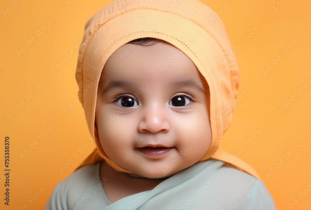 Adorable baby wearing a hat, smiling for the camera, Fictional Character Created By Generated AI. Adorable baby wearing a hat, smiling for the camera, Fictional Character Created By Generated AI.