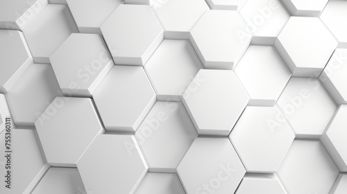 Horizontal Abstract Futuristic White Texture, Background of Hexagonal structures, honeycomb, with light and shadow. © liliyabatyrova