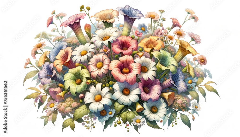Fototapeta premium Watercolor illustration of Splendid Pitcher flowers